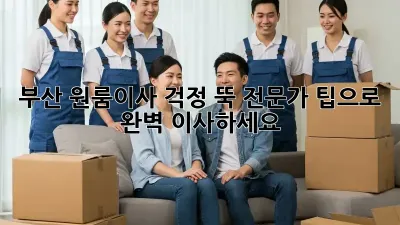 부산 원룸이사? 걱정 뚝! 전문가 팁으로 완벽 이사하세요!